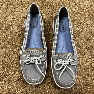 Women’s sperry top sider gray leather stripes
